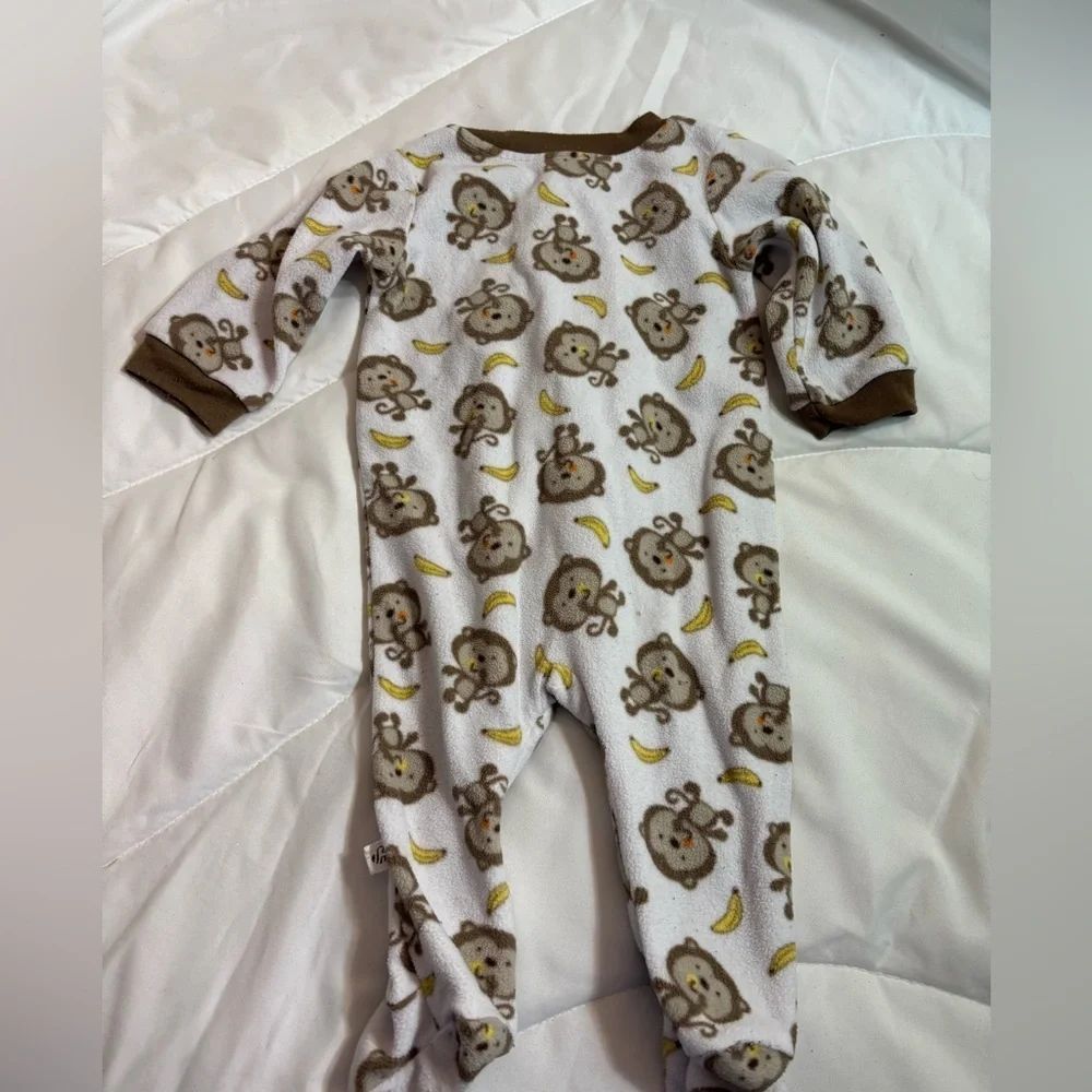 Adorable Monkey Print Kids Pajamas Sleep Sack size 6 months- very warm and cozy